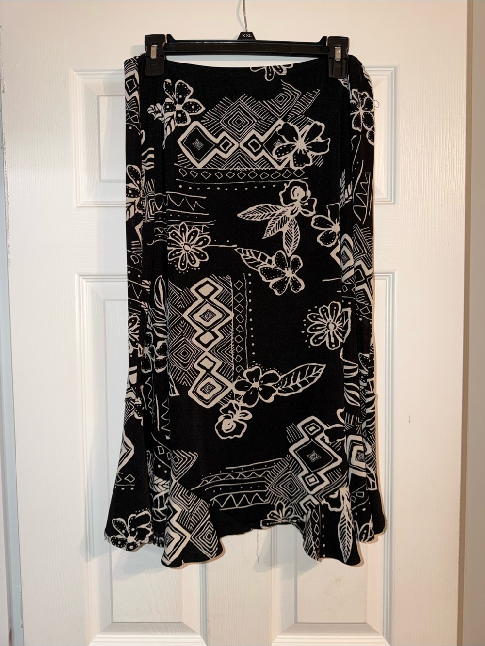 VTG 90s Dana Taylor Geometric Floral Maxi Skirt M Monochrome